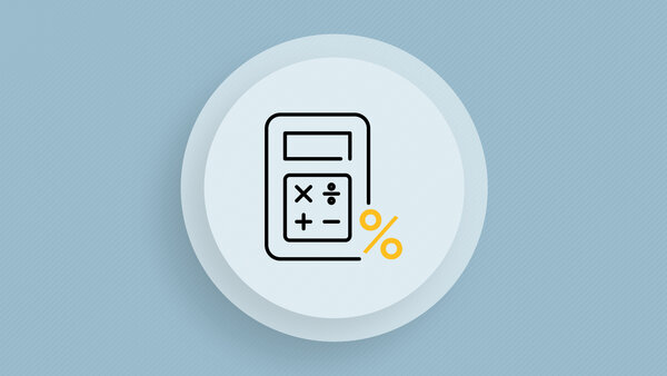Symbolic image showing a calculator with a percent sign next to it.
